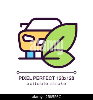 Eco friendly vehicle pixel perfect RGB color icon Stock Vector