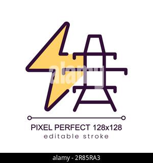 Power transmission line pixel perfect RGB color icon Stock Vector