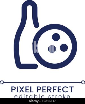 Bowling equipment pixel perfect linear ui icon Stock Vector