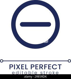 Subtraction button pixel perfect linear ui icon Stock Vector
