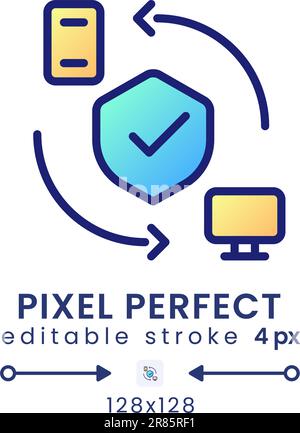 Remote access security gradient fill desktop icon Stock Vector