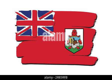 Bermuda Flag with colored hand drawn lines in Vector Format Stock Vector