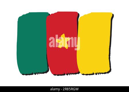 Cameroon Flag with colored hand drawn lines in Vector Format Stock Vector