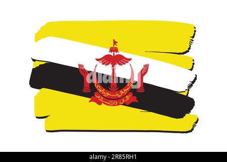 Brunei Flag with colored hand drawn lines in Vector Format Stock Vector