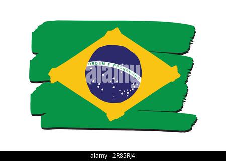 Brazil Flag with colored hand drawn lines in Vector Format Stock Vector