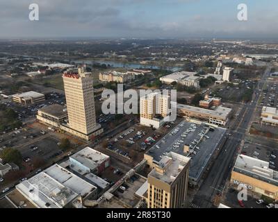 An aerial view of the Waco skyline with the Alico Building in the foreground. Texas, USA. Stock Photo