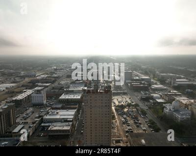 An aerial view of the Waco skyline with the Alico Building in the foreground. Texas, USA. Stock Photo