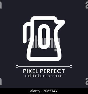 Electric kettle pixel perfect white linear ui icon for dark theme Stock Vector