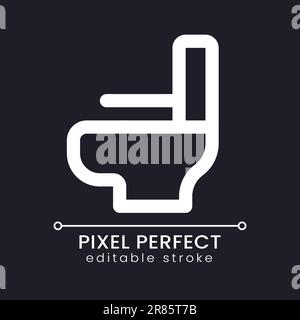Toilet pot pixel perfect white linear ui icon for dark theme Stock Vector