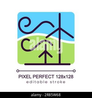 Wind energy pixel perfect RGB color icon Stock Vector