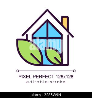 Eco house pixel perfect RGB color icon Stock Vector