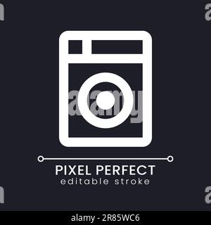 Washing machine pixel perfect white linear ui icon for dark theme Stock Vector