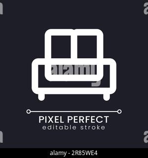 Sofa pixel perfect white linear ui icon for dark theme Stock Vector