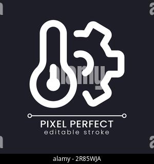 Fix conditioning system pixel perfect white linear ui icon for dark theme Stock Vector