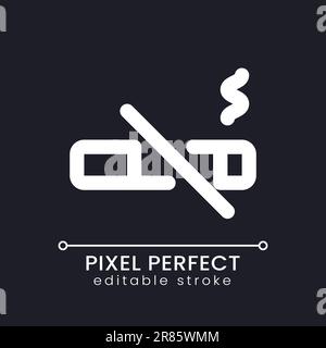 No smoking pixel perfect white linear ui icon for dark theme Stock Vector
