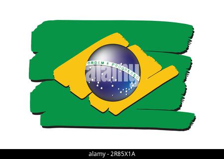 Brazil Flag with colored hand drawn lines in Vector Format Stock Vector