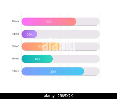 Rectangular percentage infographic chart design template for dark theme ...