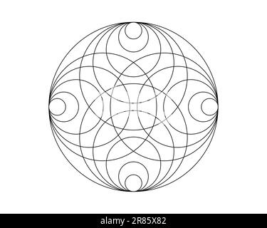 Sacred Mandala template to print and color. Round design element isolated on white background. Circle pattern in white color. Vector illustration Stock Vector