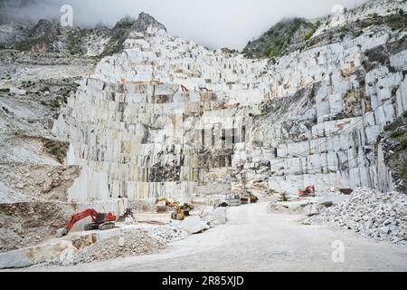 CARRARA, ITALY - June 10, 2023: View of industrial marble quarry site in Carrara Stock Photo