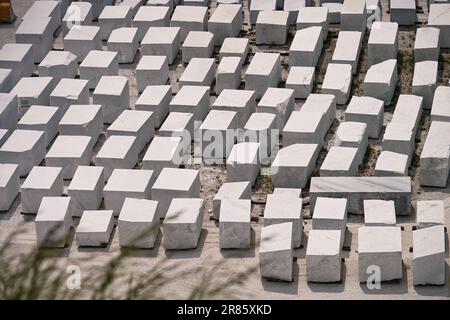 CARRARA, ITALY - June 10, 2023: View of industrial marble quarry site in Carrara Stock Photo