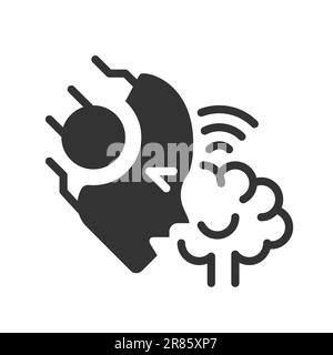 AI reads minds black linear glyph icon Stock Vector