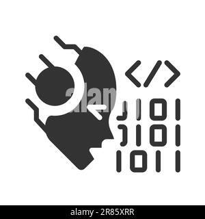 AI codes black linear glyph icon Stock Vector