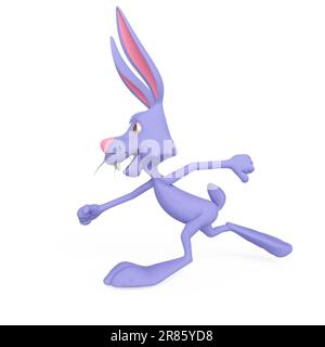 rabbit cartoon is running fast on front view, 3d illustration Stock ...