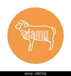 Ram black line icon. Farm animals. Pictogram for web page, mobile app, promo. Stock Vector