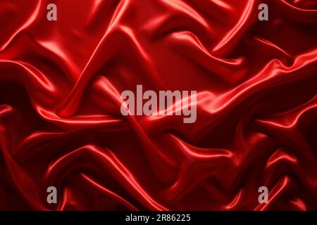 Abstract background made of red silk wavy fabric Stock Photo