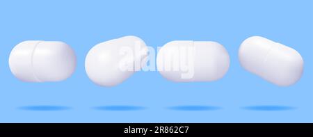 3D Classic Capsule Pills from Different Angles Stock Vector