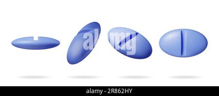 3D Classic Pills from Different Angles Collection Stock Vector