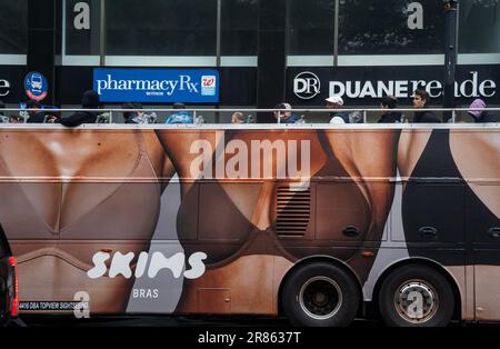 Skims swimwear advertising in New York An advertisement on a bus