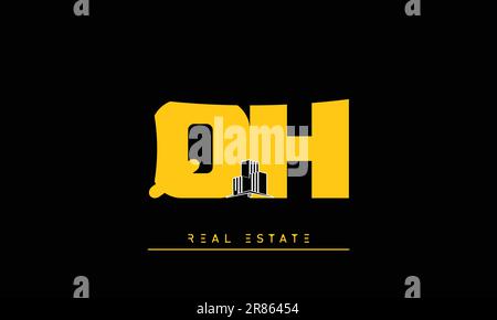Real Estate letters Modern Creative logo QH , HQ Stock Vector