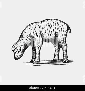 ILLUSTRATION SHEEP VINTAGE SUITABLE FOR MASCOT, LOGO AND RELATED BUSINESS Stock Vector