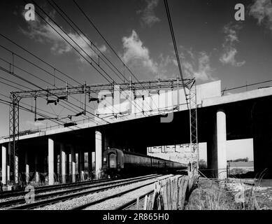 Construction of the M11 MotorwayRoad worker Stock Photo