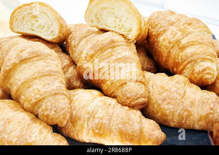 Fresh croissants french bakery food Stock Photo