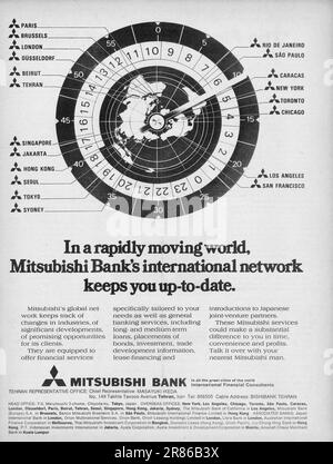 Mitsubishi bank advert in a magazine 1978 Stock Photo