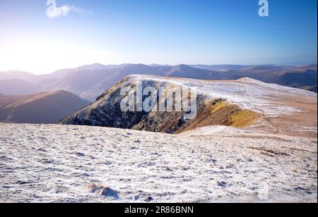 Views of Wandope with High Stile in the distance from below Crag Hill in winter in the English Lake District, UK. Stock Photo