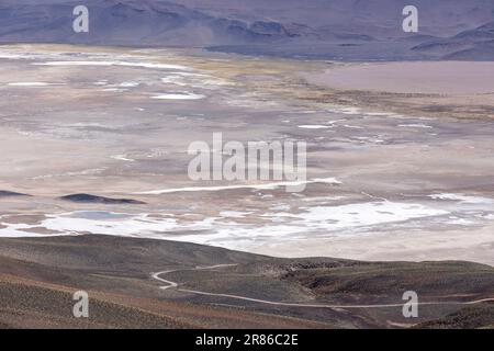 Crossing the Andes from Antofagasta de la Sierra to Antofalla - stunning landscape around the salt desert Salar de Antofalla in the Puna highlands Stock Photo