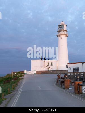 Flambrough Head Lighthouse in Yorkshire Stock Photo