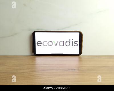 Konskie, Poland - June 17, 2023: EcoVadis company logo displayed on mobile phone screen Stock Photo