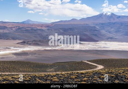 Crossing the Andes from Antofagasta de la Sierra to Antofalla - stunning landscape around the salt desert Salar de Antofalla in the Puna highlands Stock Photo