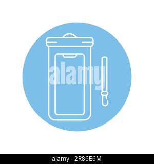 Waterproof phone case black line icon. Pictogram for web page, mobile app, promo. Stock Vector