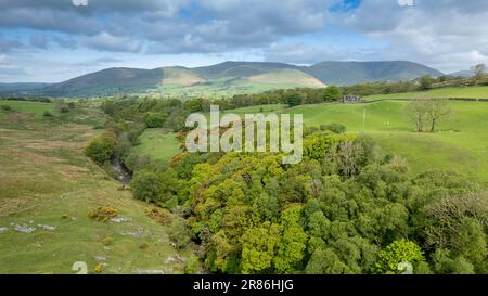 Howgill Fells taken from Garsdale road looking towards the market town of Sedbergh in Cumbria, UK. Stock Photo