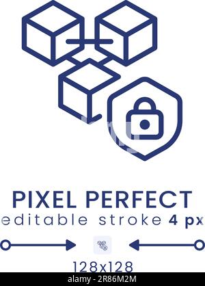 Blockchain security linear desktop icon Stock Vector