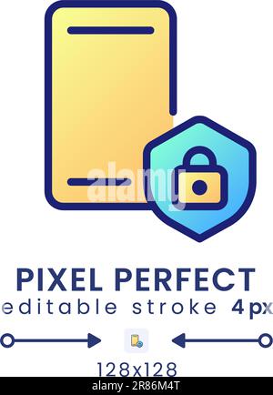 Mobile device security gradient fill desktop icon Stock Vector