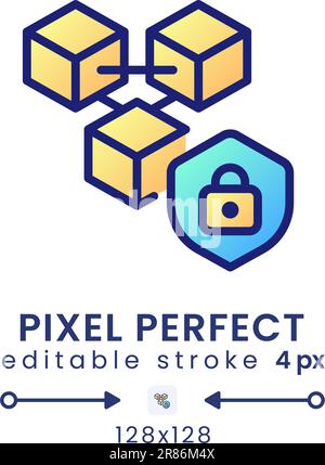 Blockchain security gradient fill desktop icon Stock Vector