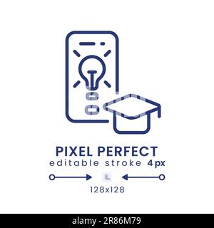 Education app linear desktop icon Stock Vector