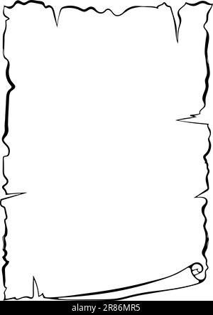 Vertical scroll paper line art Stock Vector