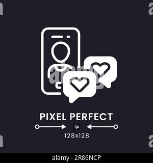 Dating app white solid desktop icon Stock Vector